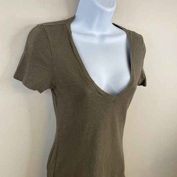 Y2K American Eagle Vintage Top Womens Small Brown Elena V Neck Mid Length Layer - Picture 4 of 10